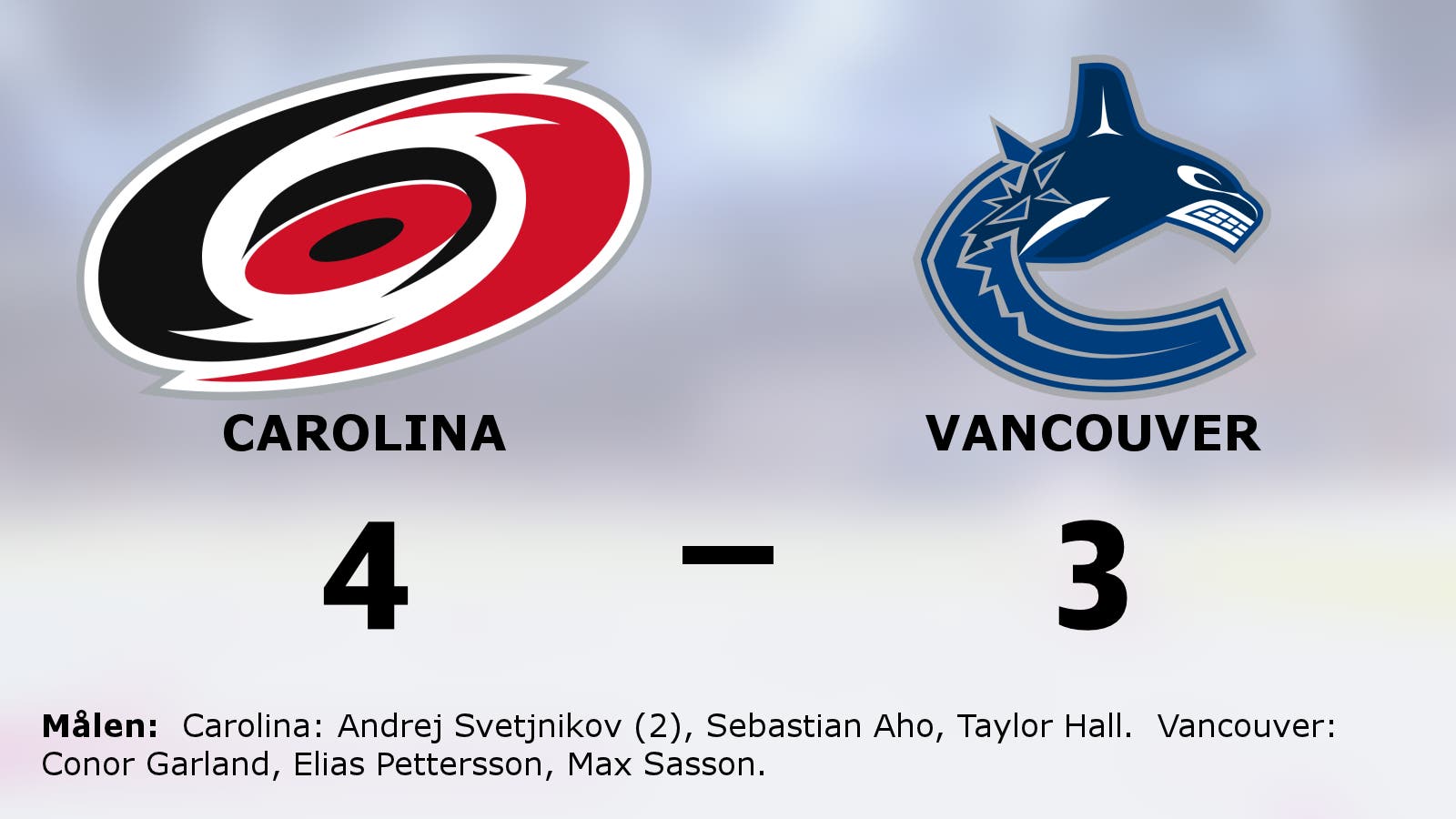 Carolina vann efter förlängning mot Vancouver