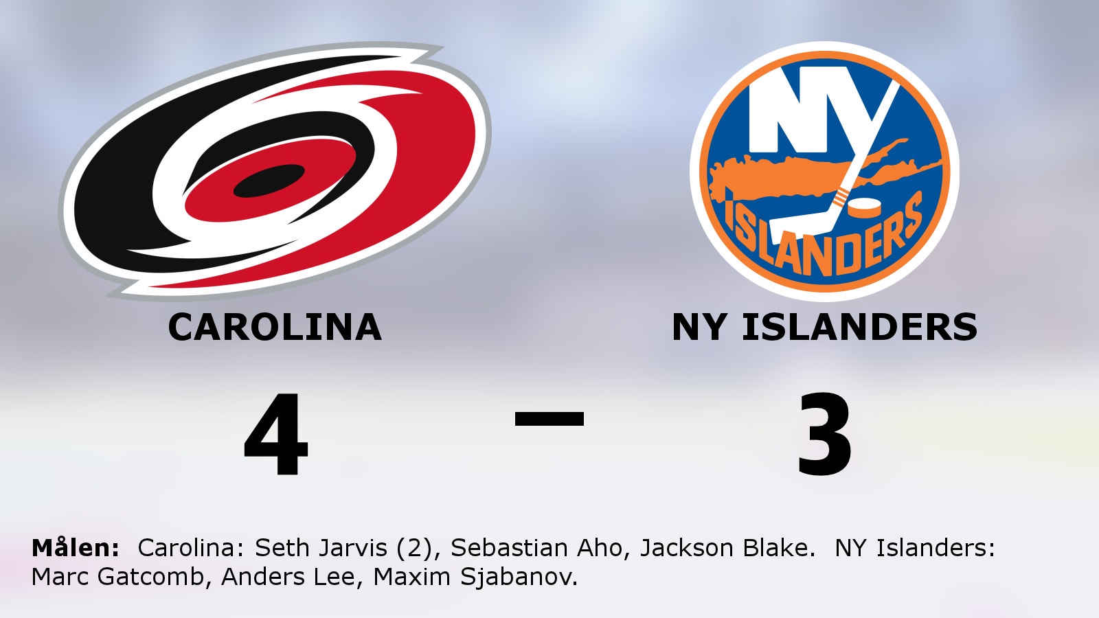 Jarvis bakom Carolinas seger mot NY Islanders