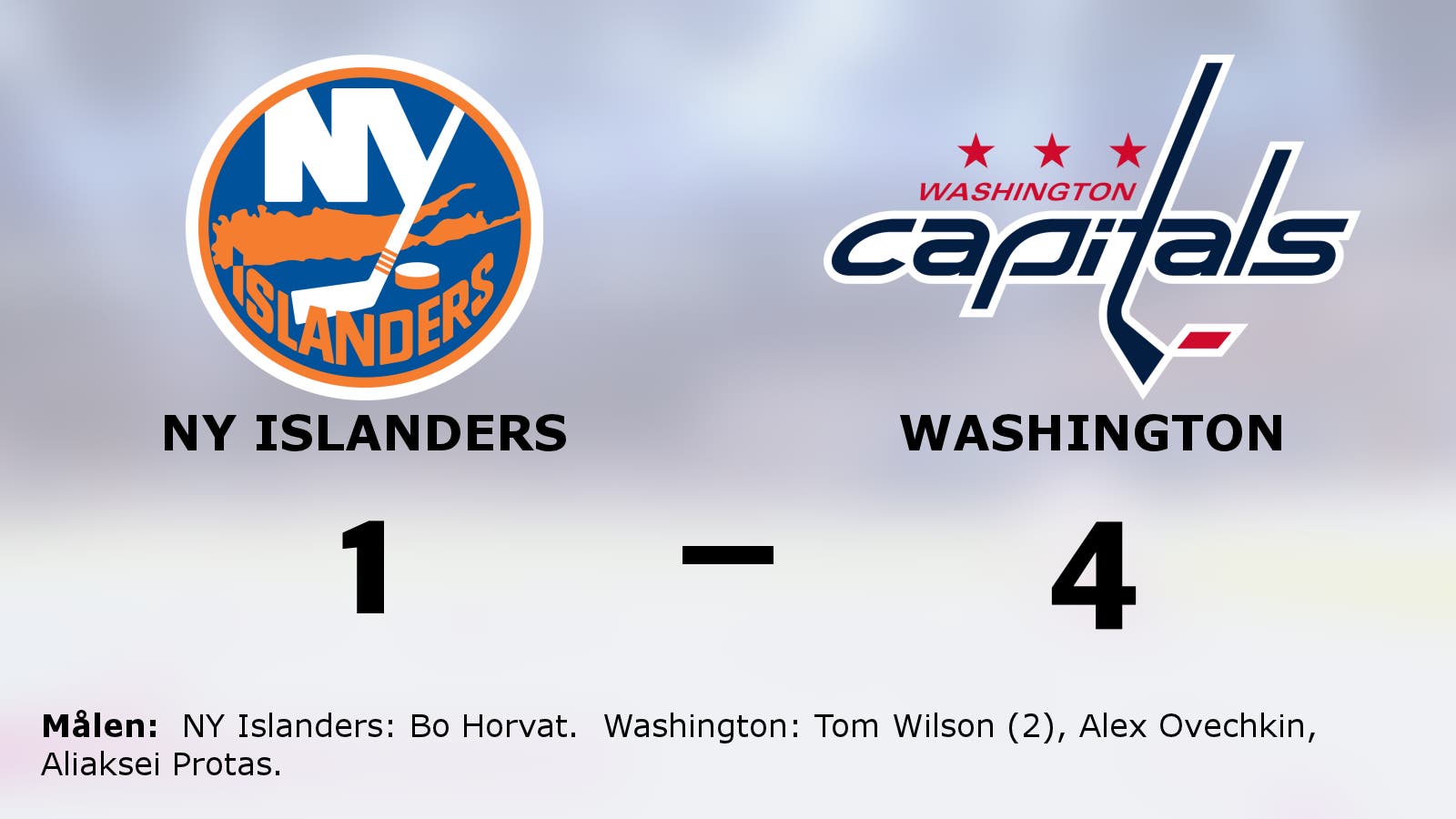 Washingtons fina svit håller i sig efter 4–1 mot NY Islanders