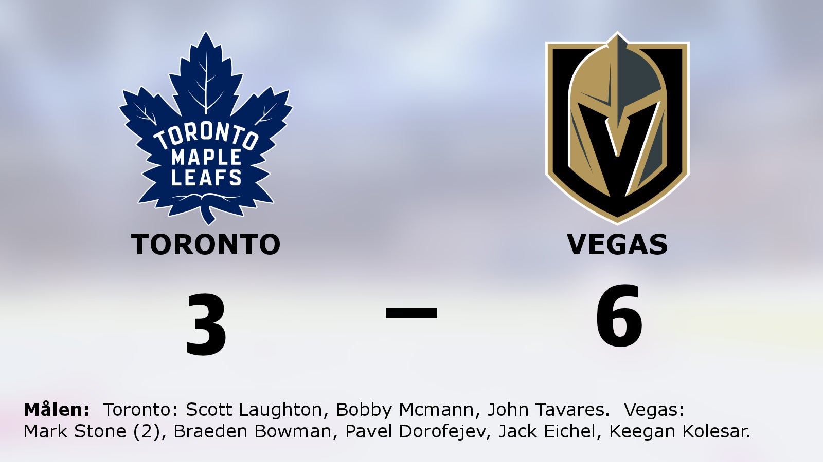Vegas slog Toronto efter Mark Stones dubbel