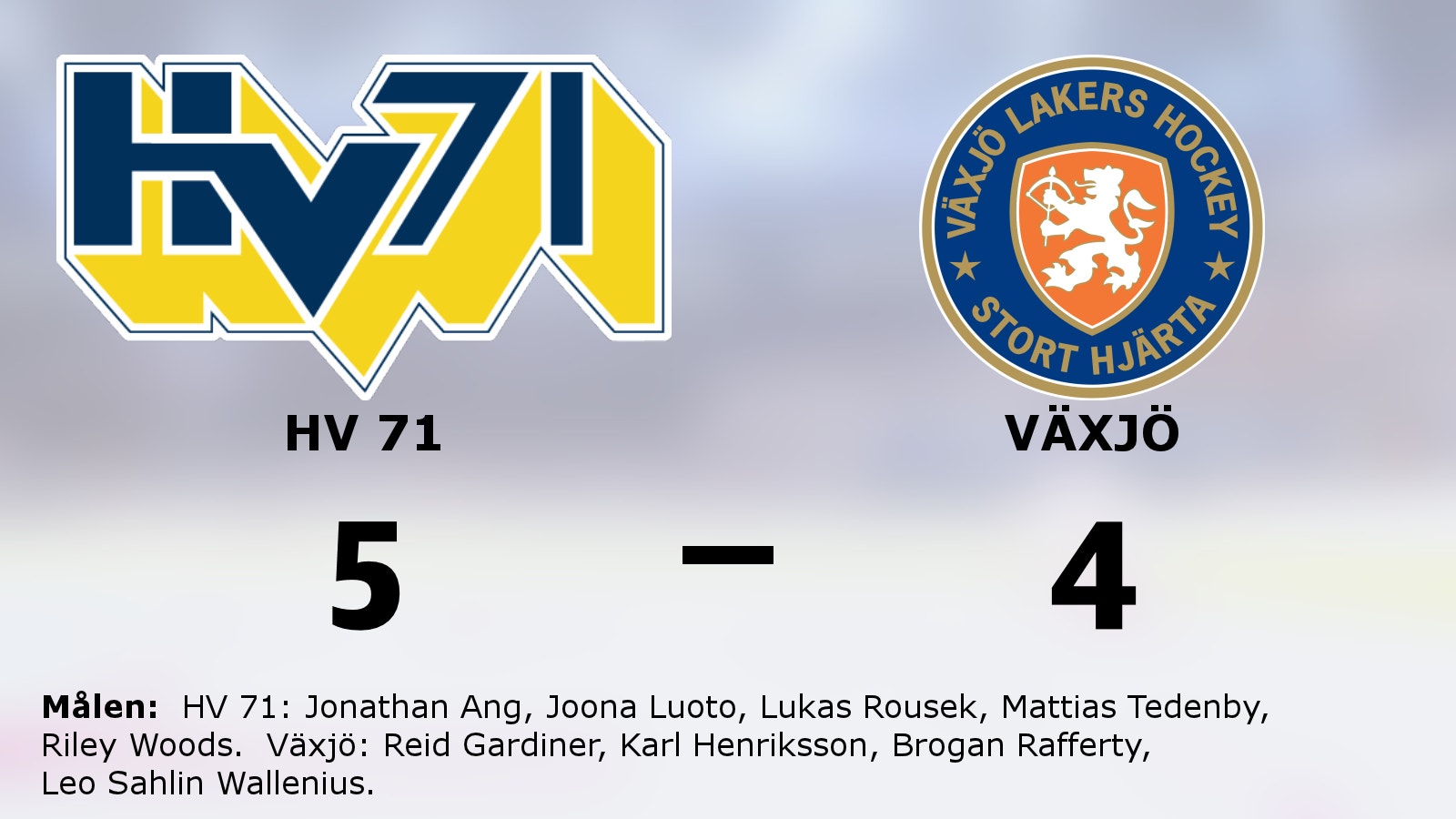 Seger för HV 71 hemma mot Växjö
