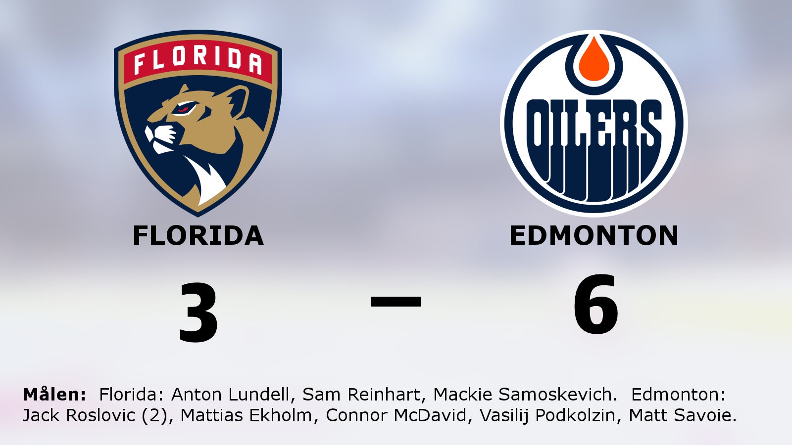 Två mål för Jack Roslovic när Edmonton besegrade Florida