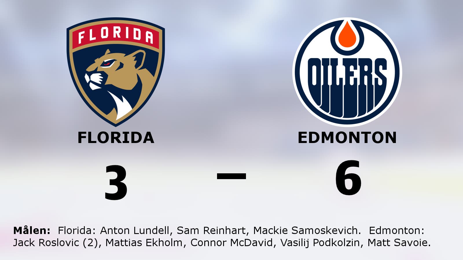 Två mål för Jack Roslovic när Edmonton besegrade Florida
