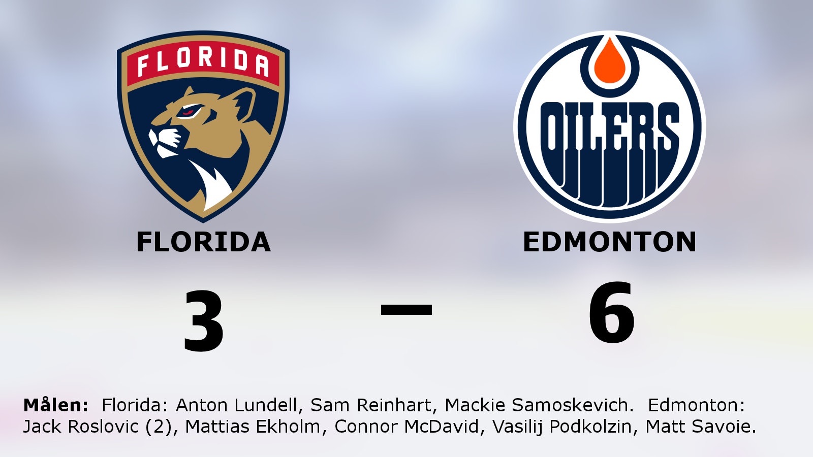 Två mål för Jack Roslovic när Edmonton besegrade Florida