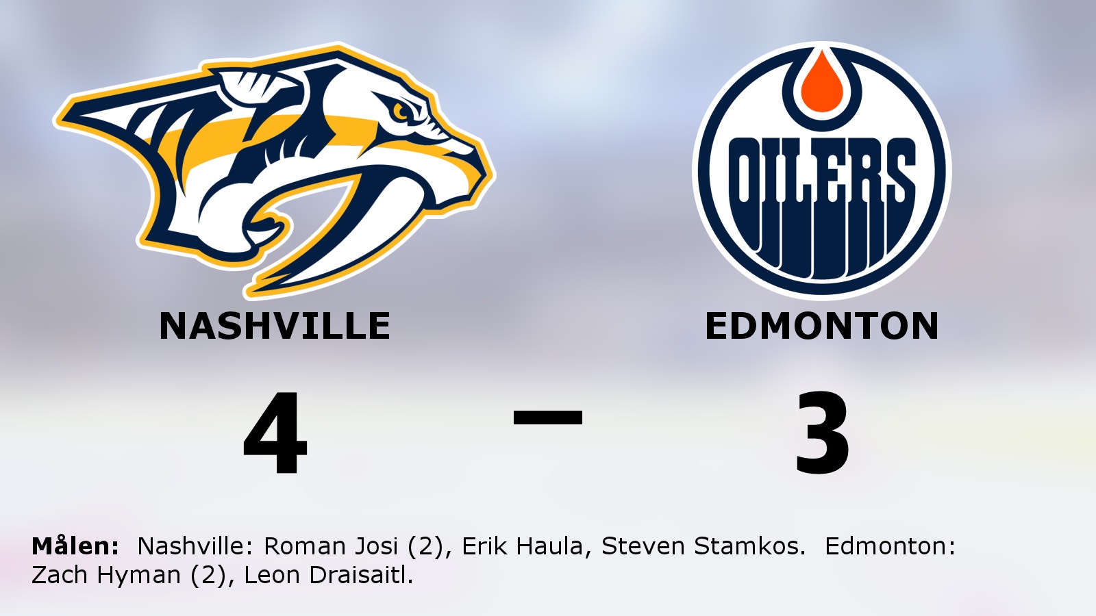 Seger i förlängningen för Nashville mot Edmonton