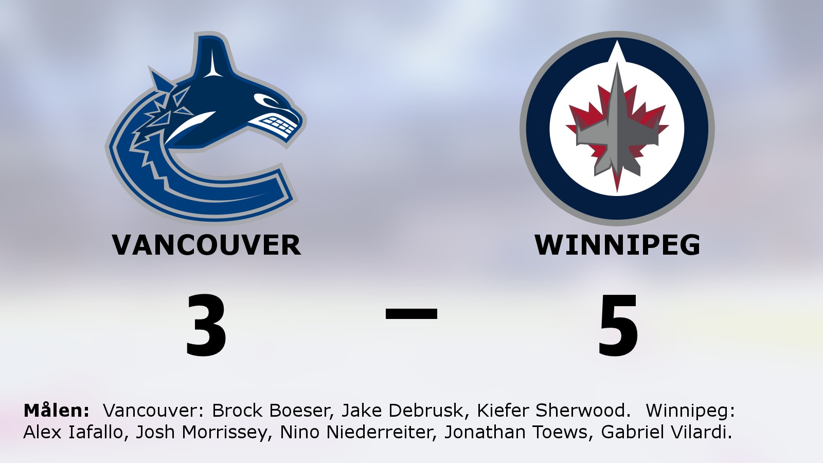 Två poäng för Winnipeg borta mot Vancouver