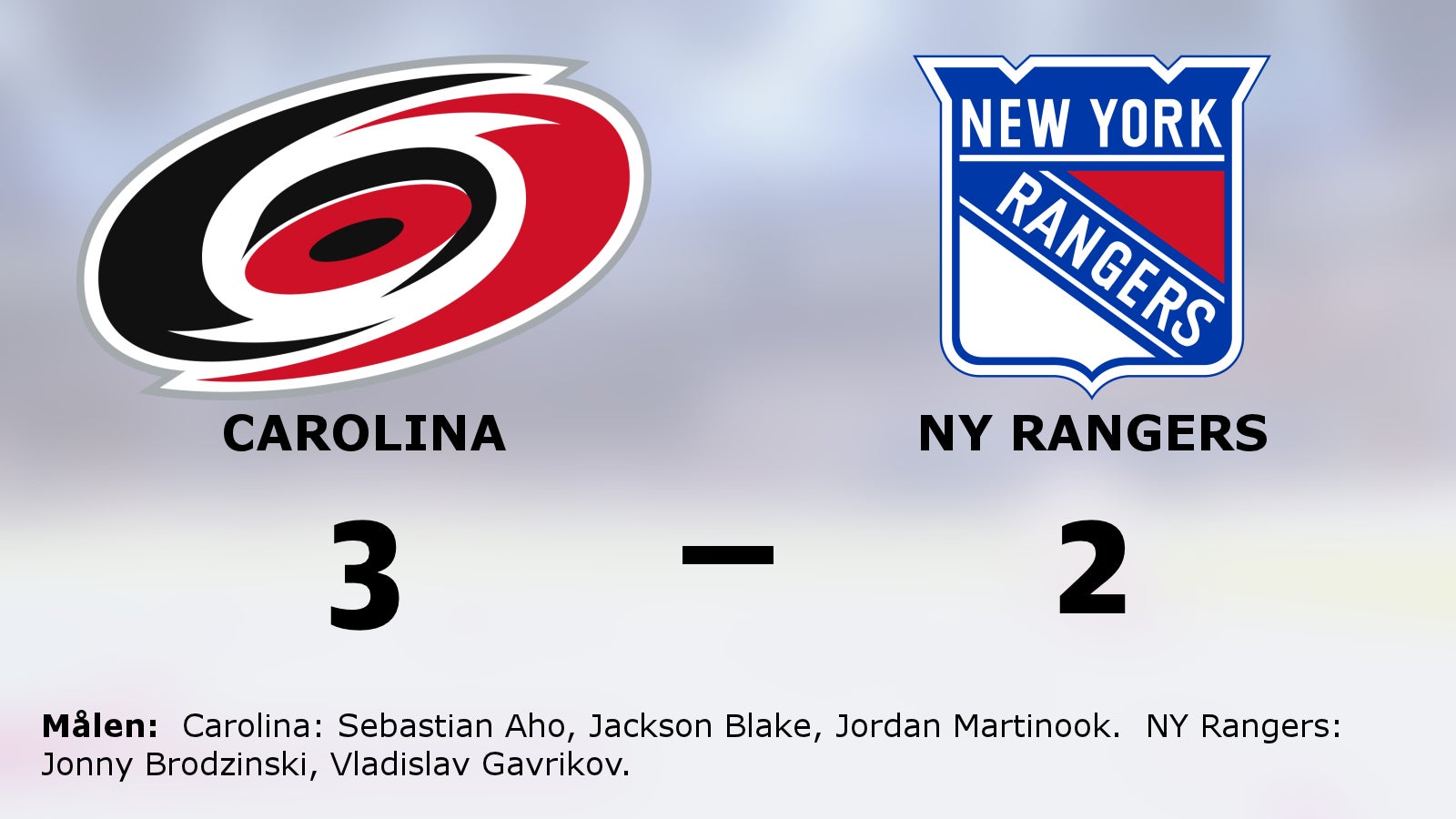 Carolina avgjorde i förlängningen mot NY Rangers
