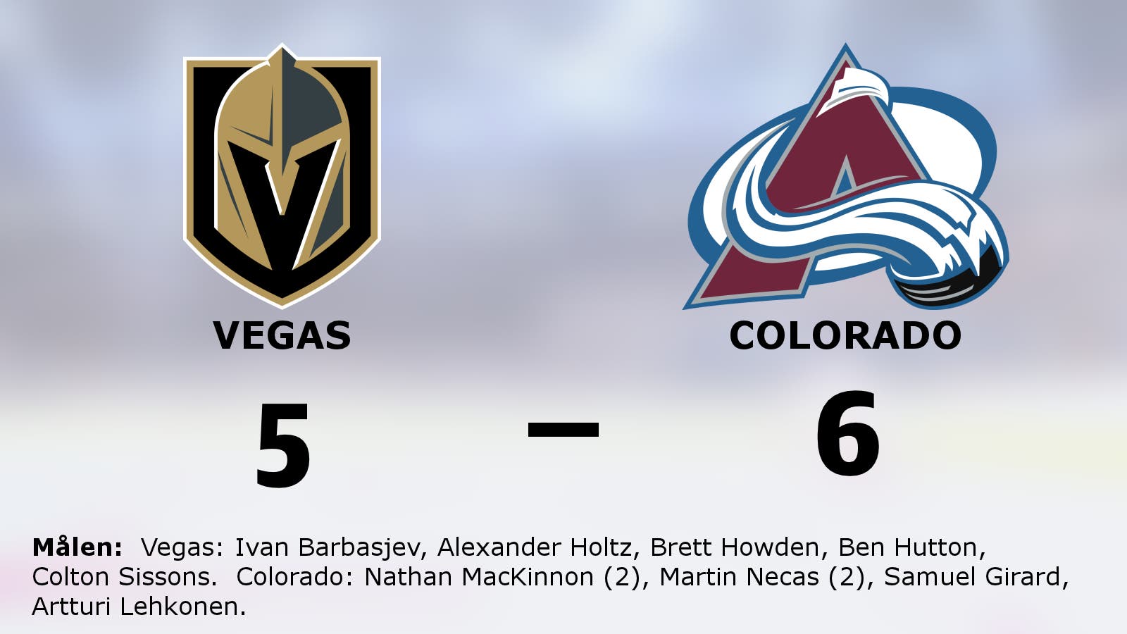 Stark seger för Colorado i toppmatchen mot Vegas
