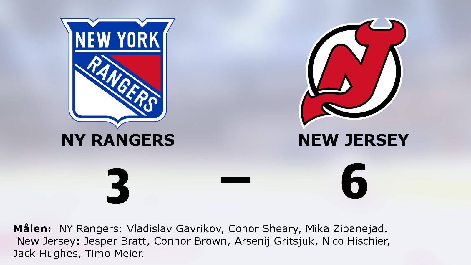 Seger för New Jersey mot NY Rangers