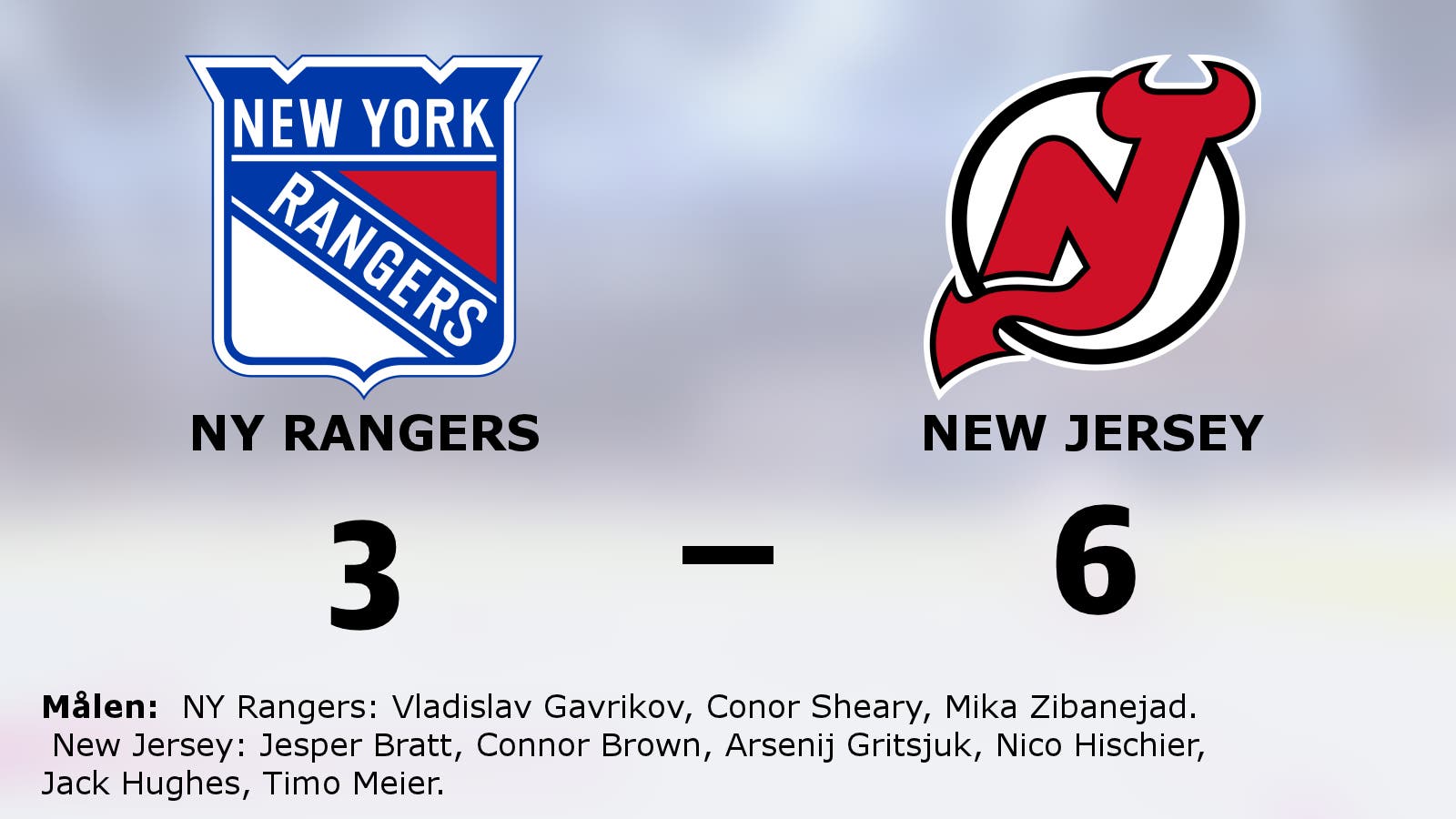 Seger för New Jersey mot NY Rangers