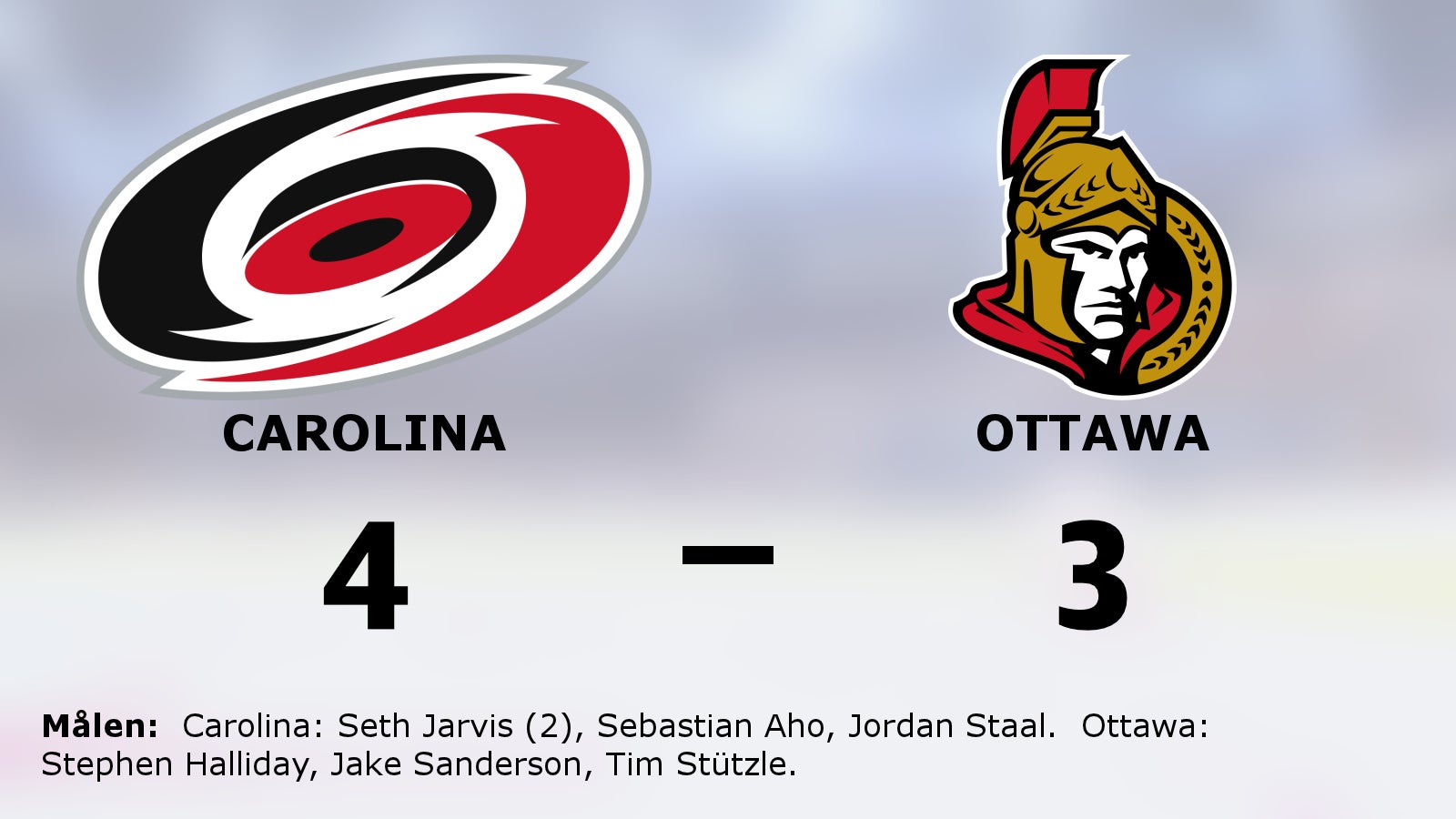 Seth Jarvis gjorde två mål för Carolina i segern mot Ottawa