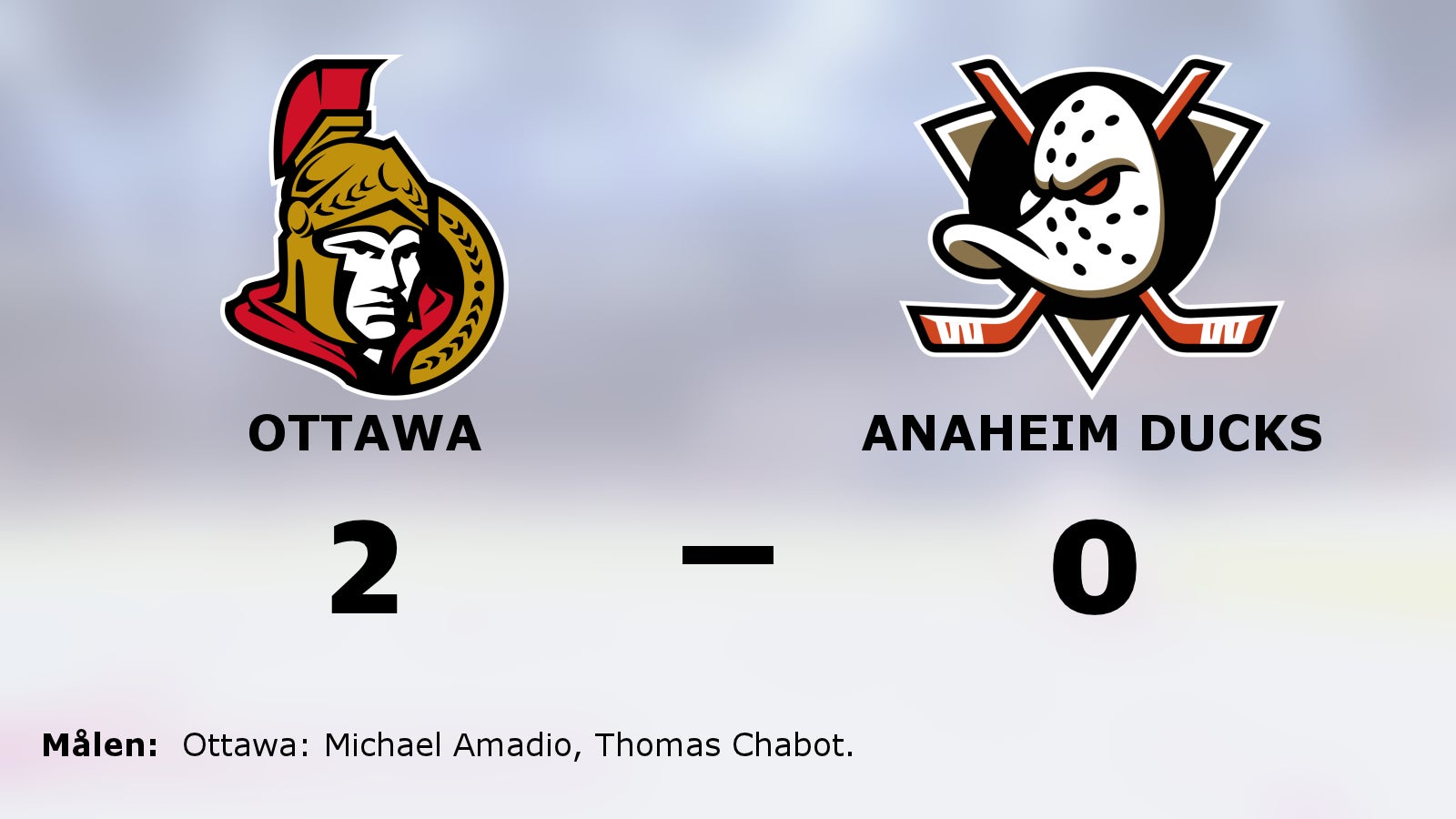 Ottawa höll nollan och vann mot Anaheim Ducks