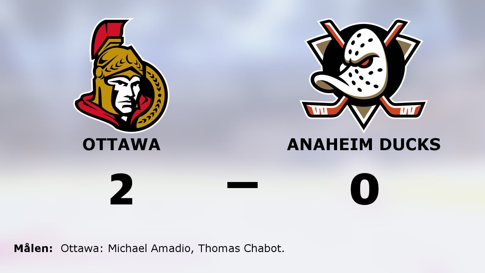 Ottawa höll nollan och vann mot Anaheim Ducks