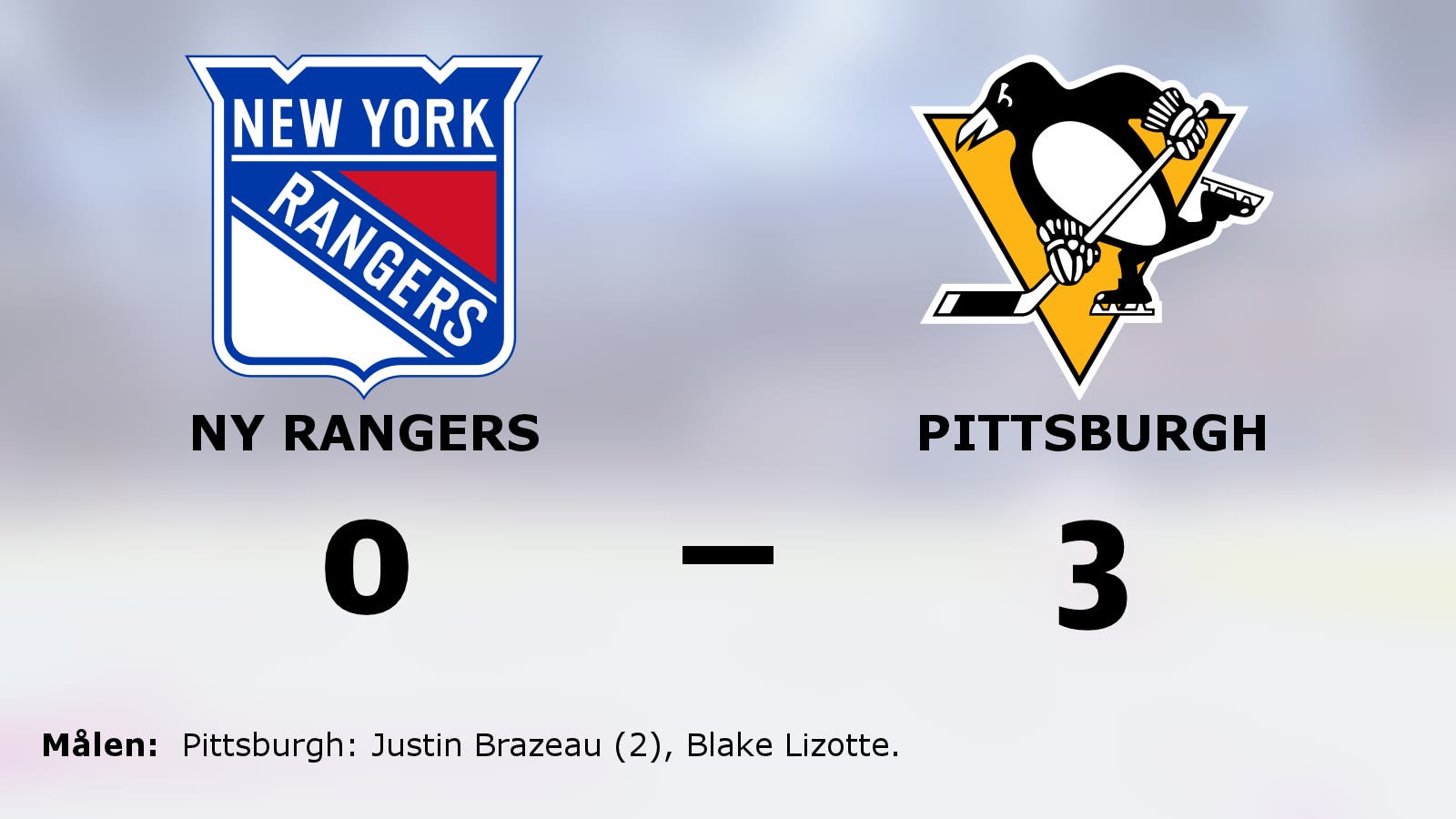 Pittsburgh höll nollan och vann mot NY Rangers