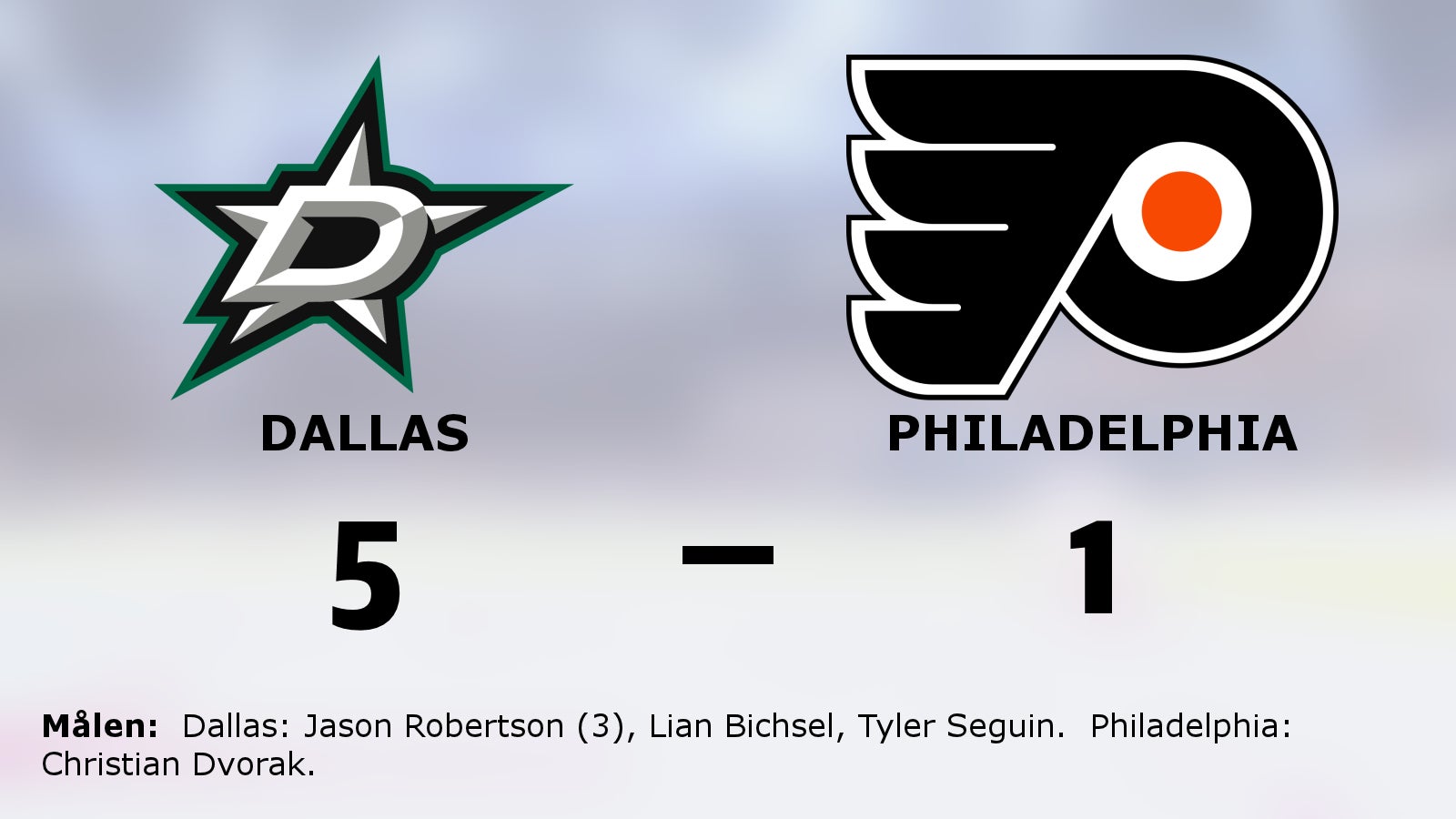 Jason Robertson tremålskytt i Dallas seger mot Philadelphia