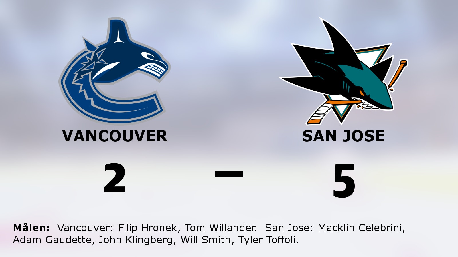 Seger för San Jose mot Vancouver i NHL