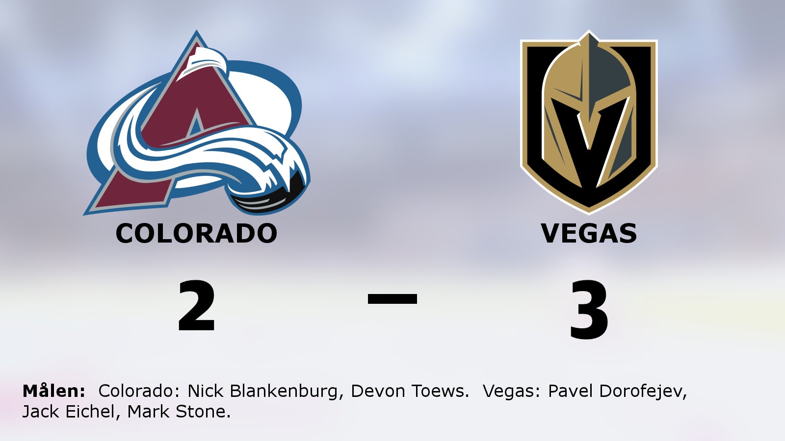 Vegas vinnare mot Colorado – avgjorde i förlängningen