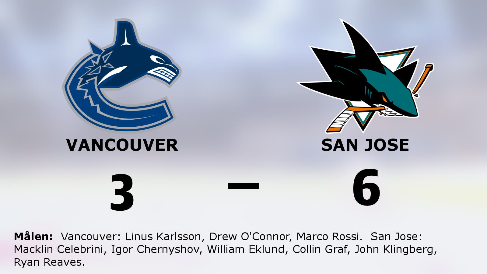 Seger för San Jose mot Vancouver på bortaplan