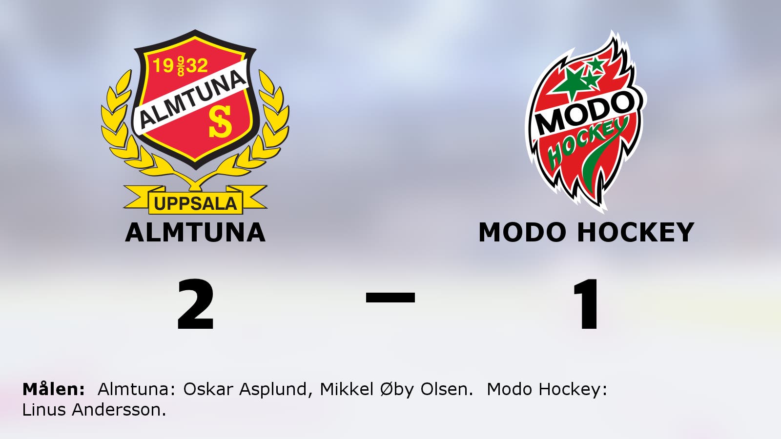 Almtuna vann efter avgörande i tredje perioden mot gästande Modo Hockey