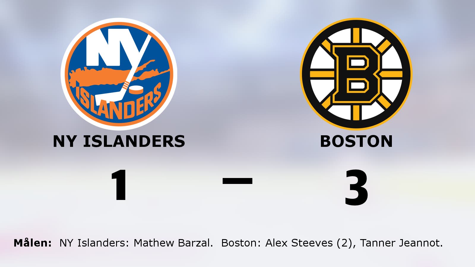 Alex Steeves i målform när Boston vann mot NY Islanders