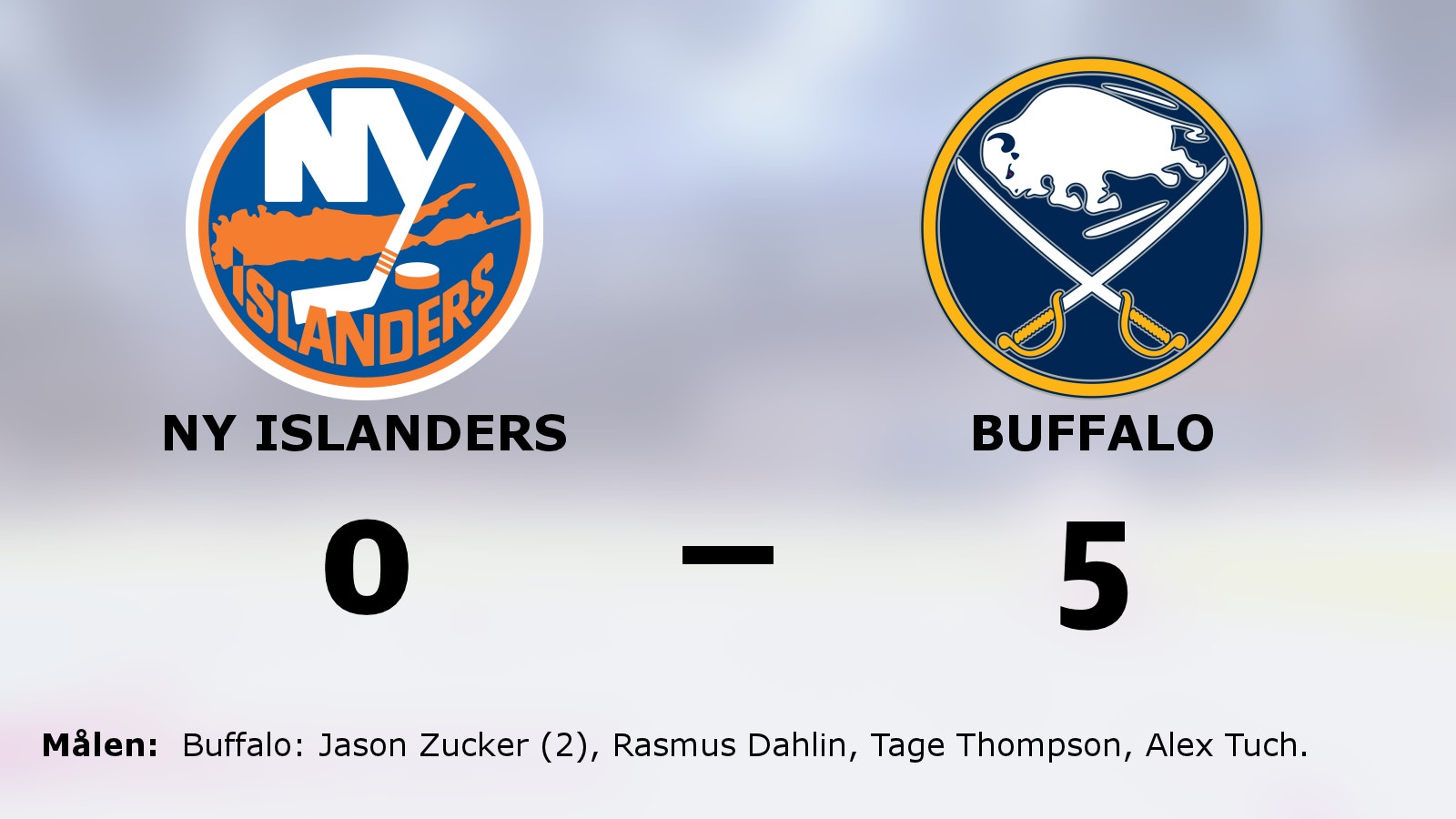 Buffalo nollade NY Islanders – segrade med 5–0