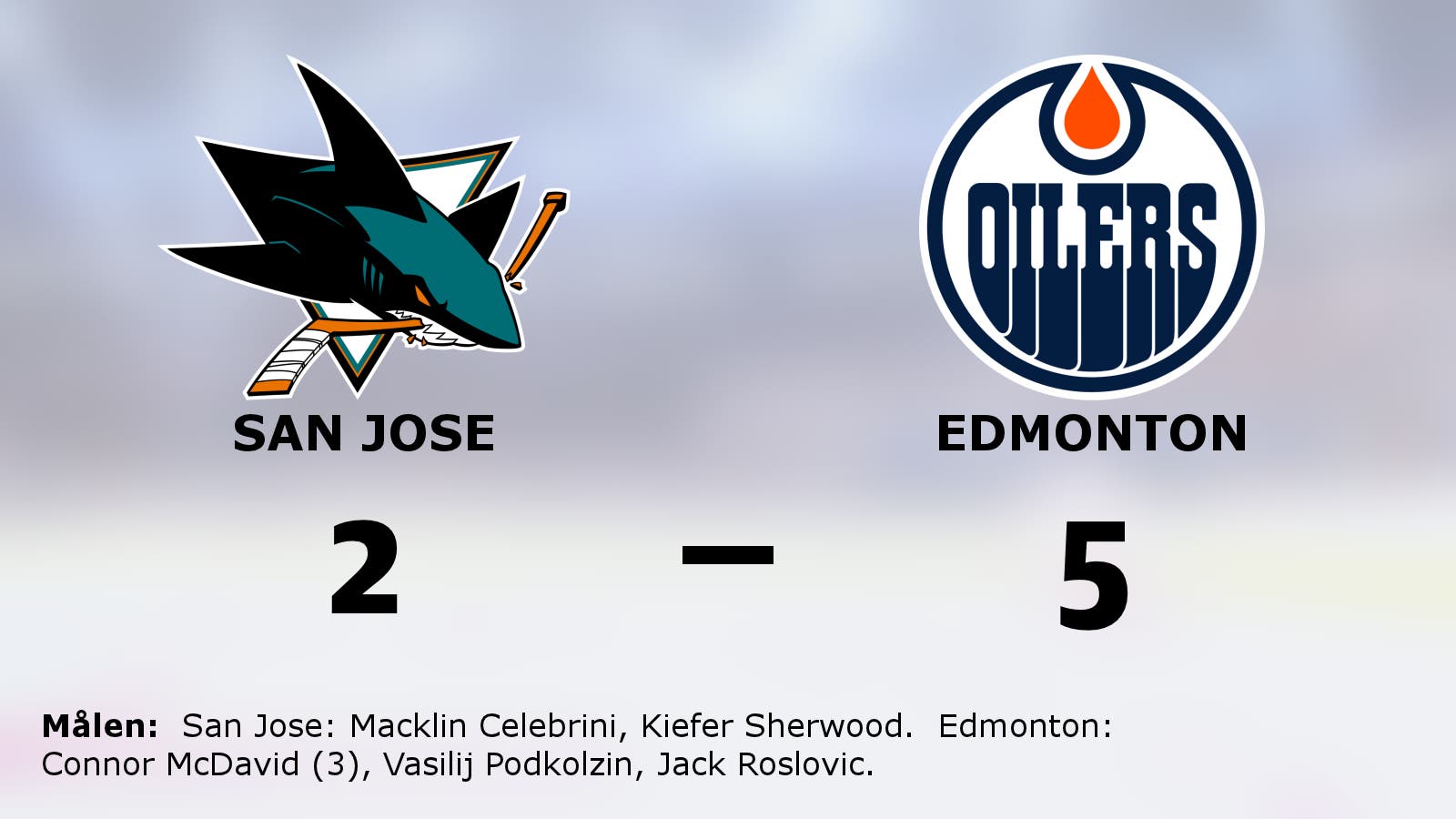 Connor McDavid tremålskytt i Edmontons seger mot San Jose