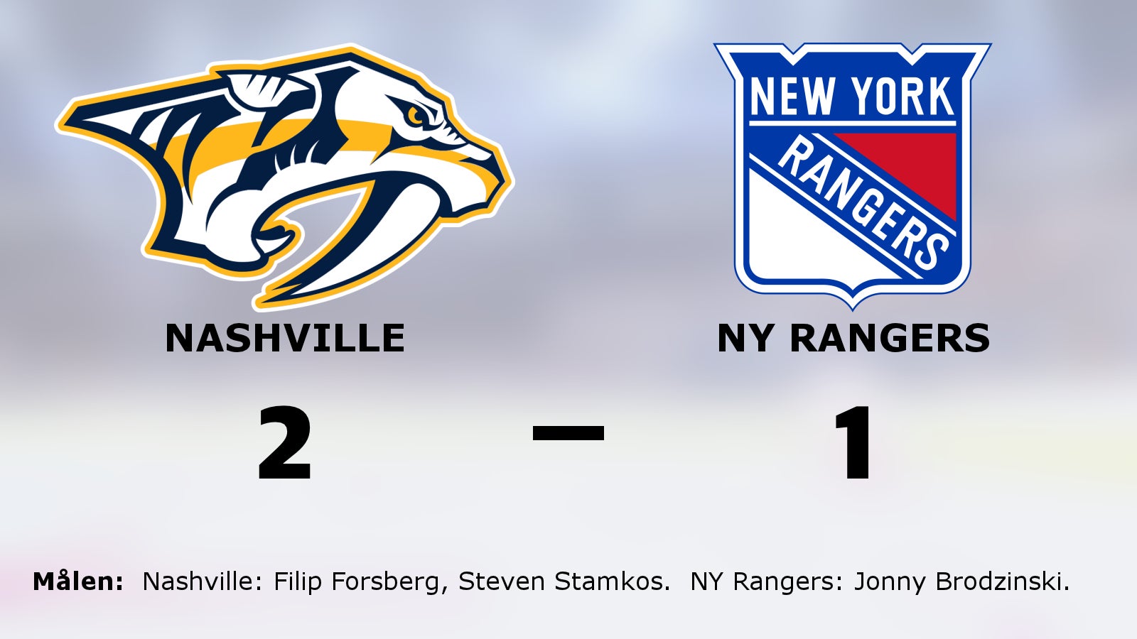 Nashville slog NY Rangers i måljämn match i Bridgestone Arena