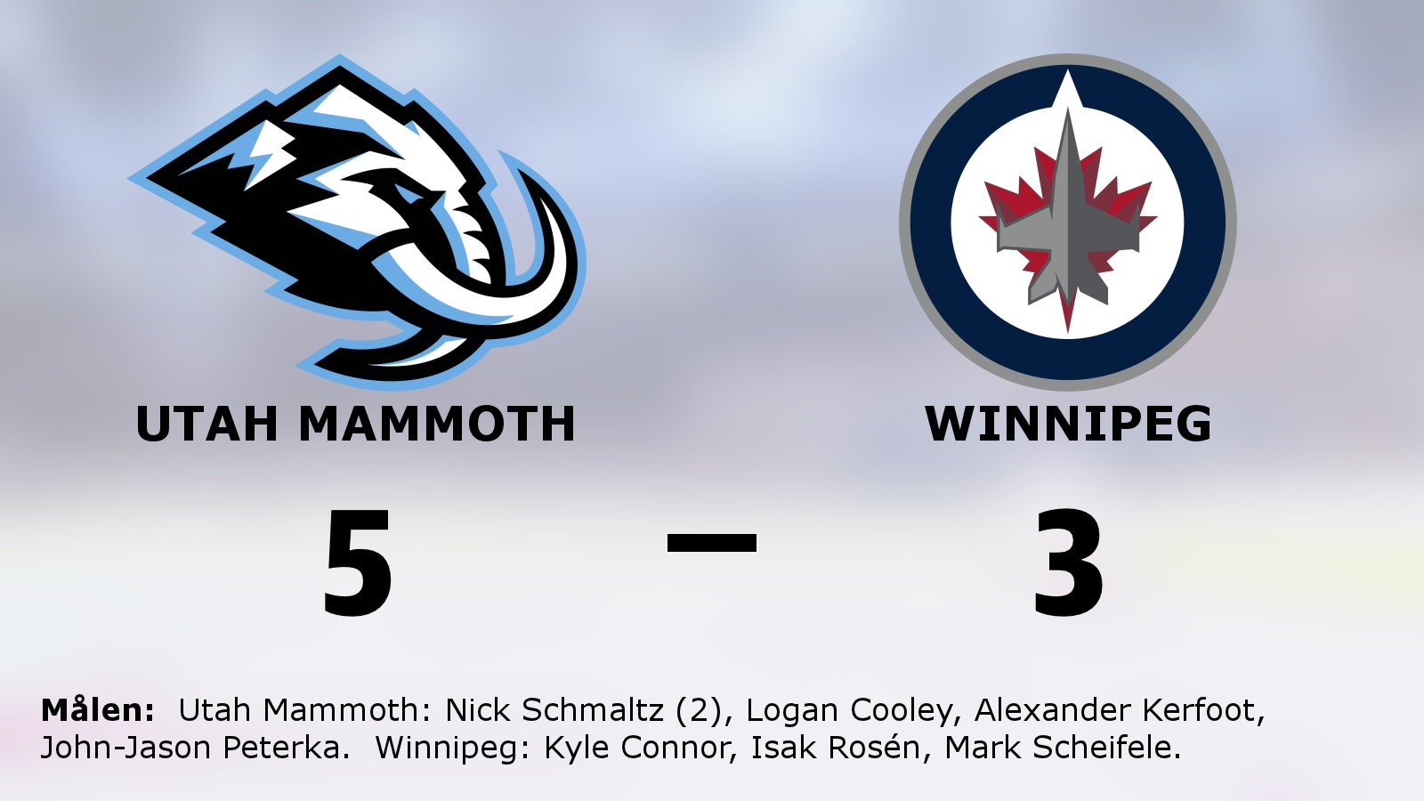 Utah Mammoth fortsätter vinna mot Winnipeg