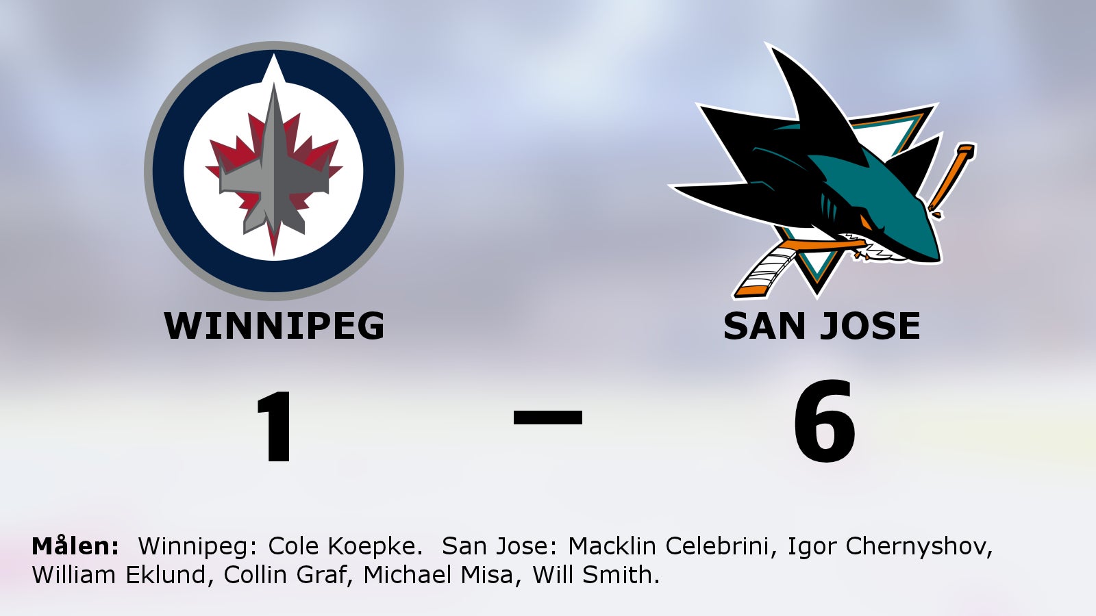 Enkel seger för San Jose mot Winnipeg