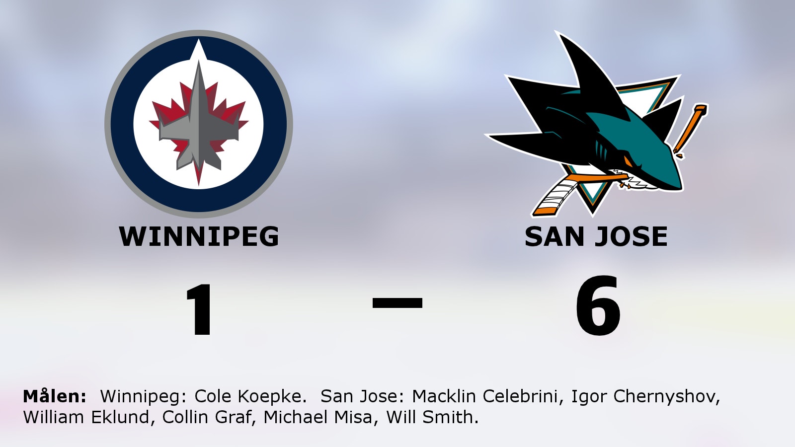 Enkel seger för San Jose mot Winnipeg
