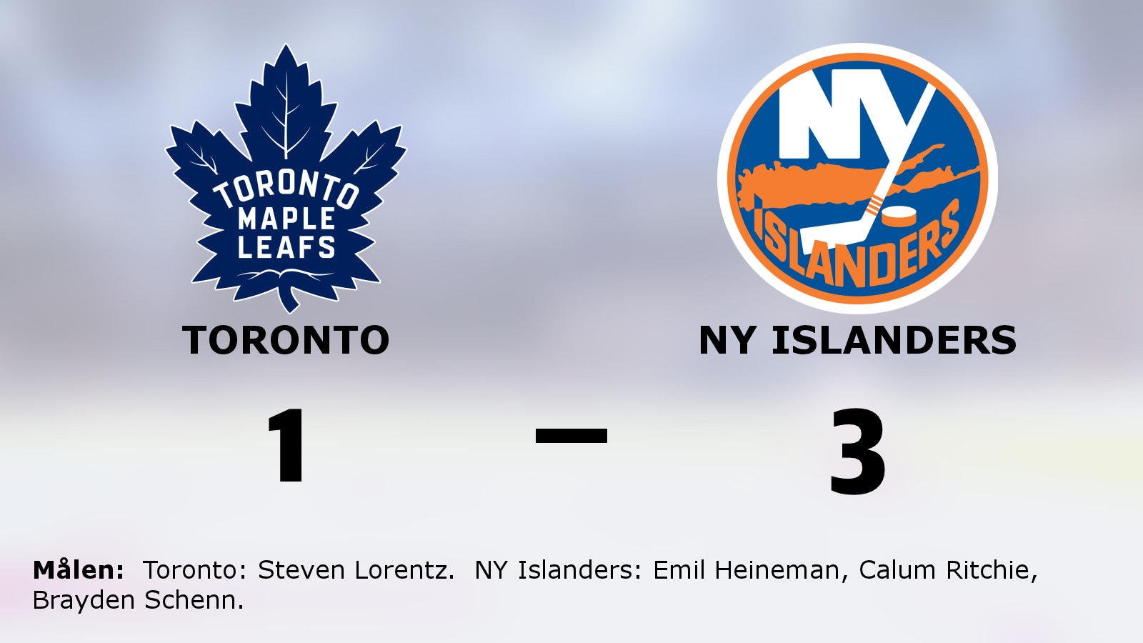 NY Islanders vann mot Toronto i NHL