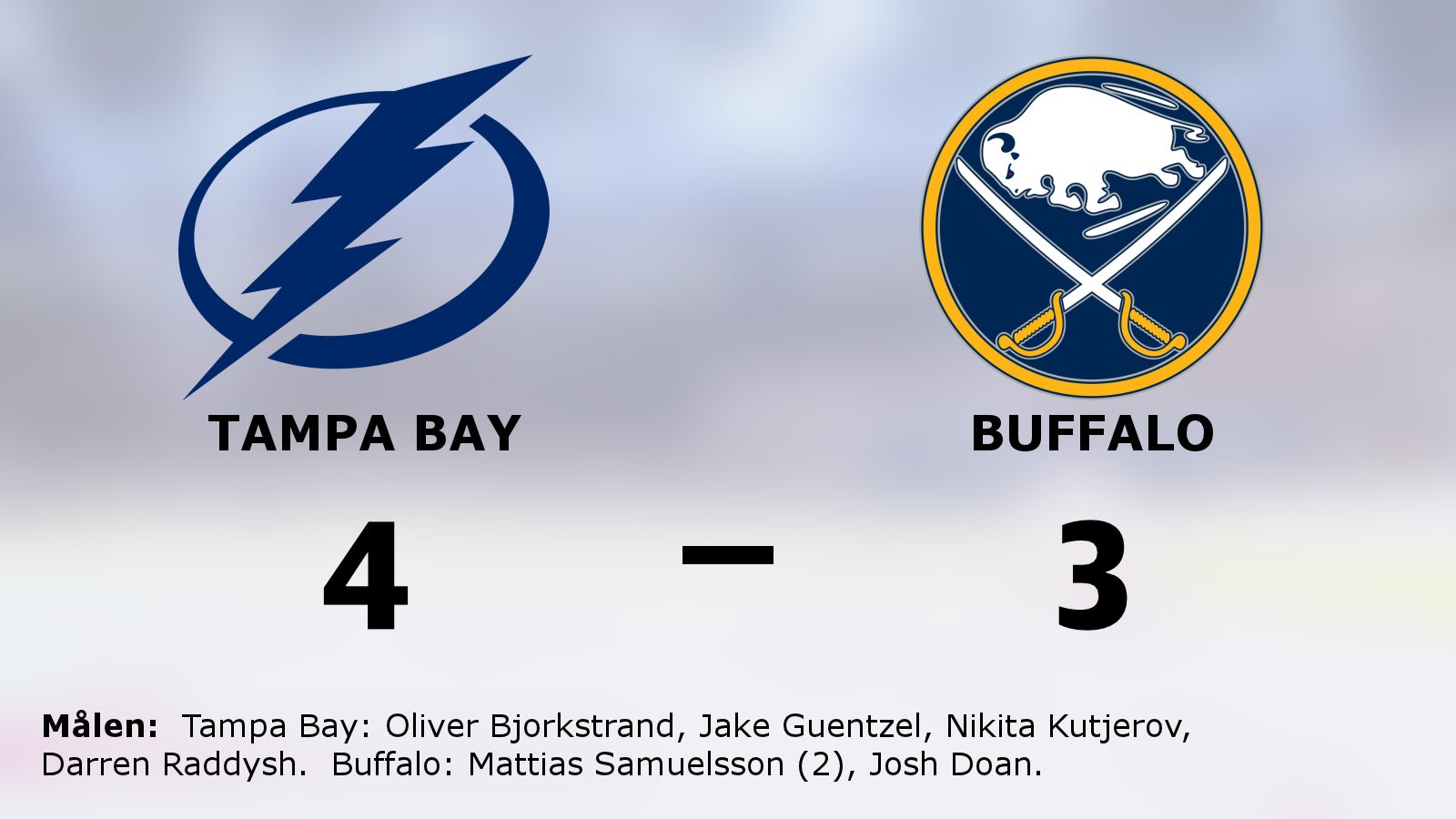 Raddysh och Guentzel säkrade segern för Tampa Bay mot Buffalo