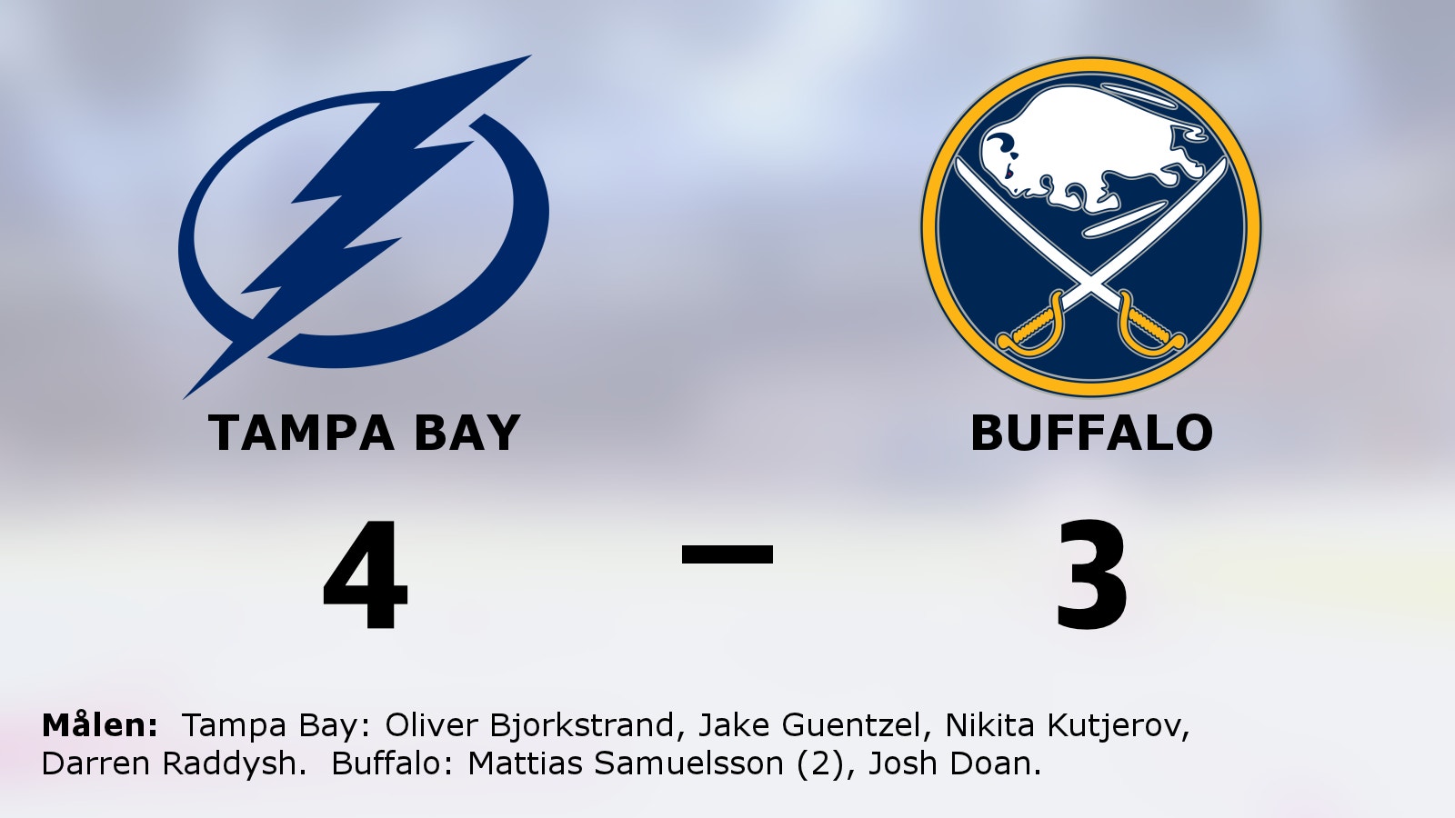 Raddysh och Guentzel säkrade segern för Tampa Bay mot Buffalo