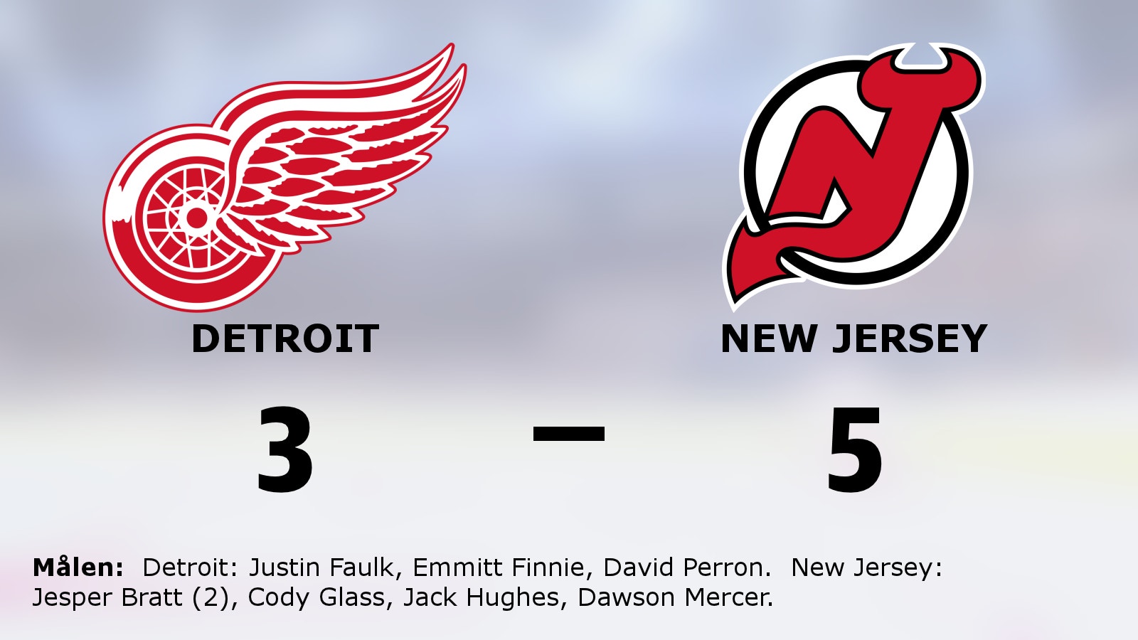 Tre poäng till New Jersey efter avgörande i slutperioden mot Detroit