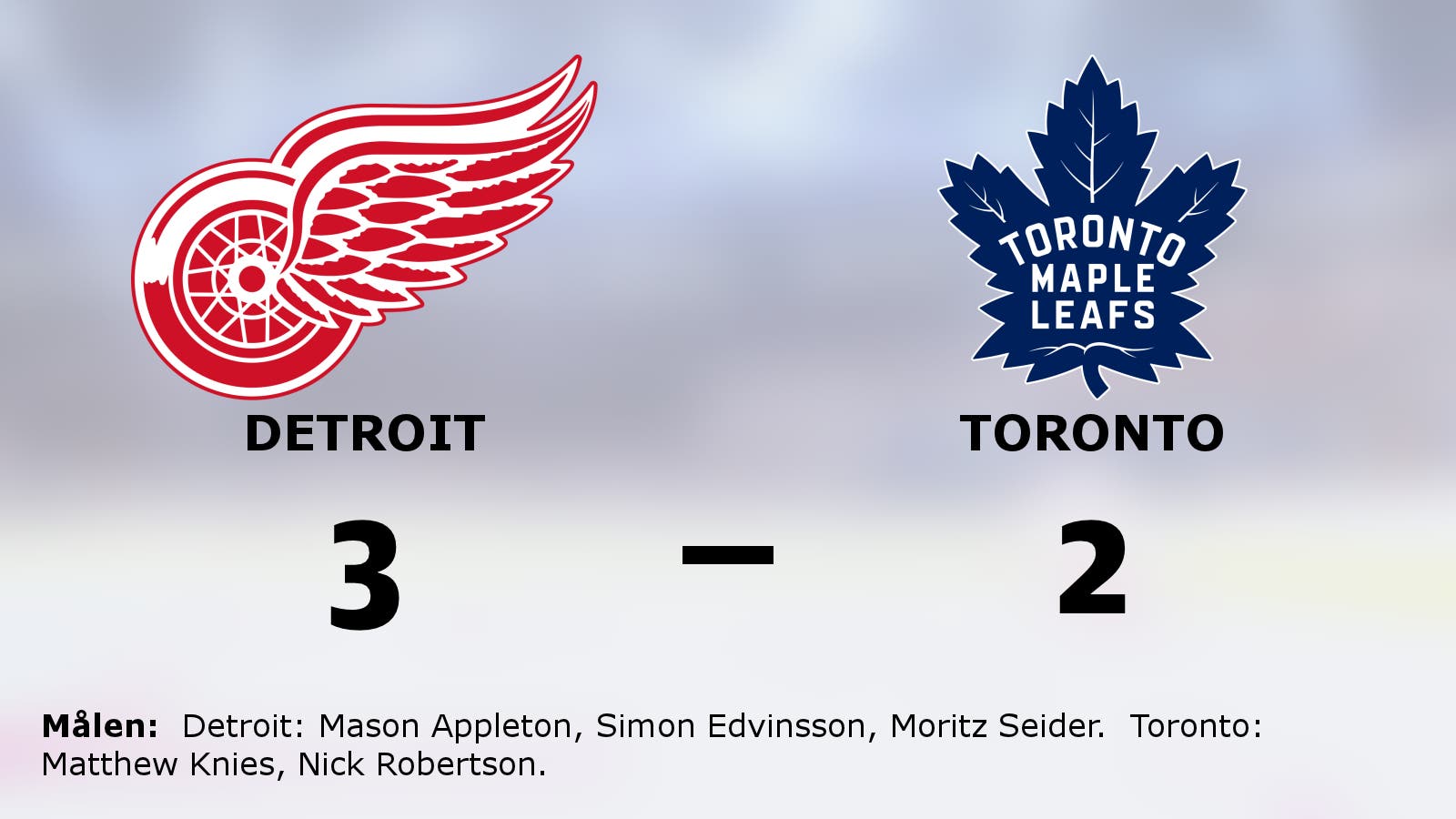 Detroit leder Atlantic division efter seger mot Toronto