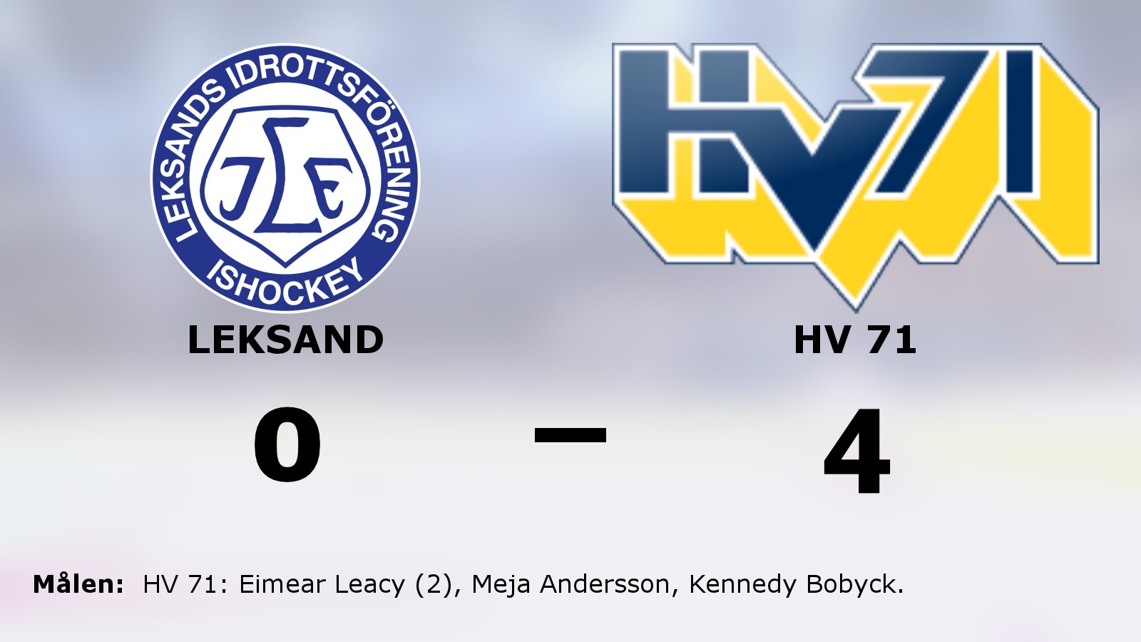 Drömstart för HV 71 – vann mot Leksand