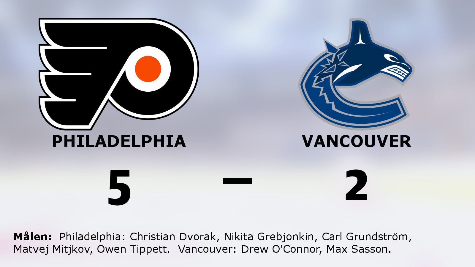 Philadelphia segrade mot Vancouver i NHL