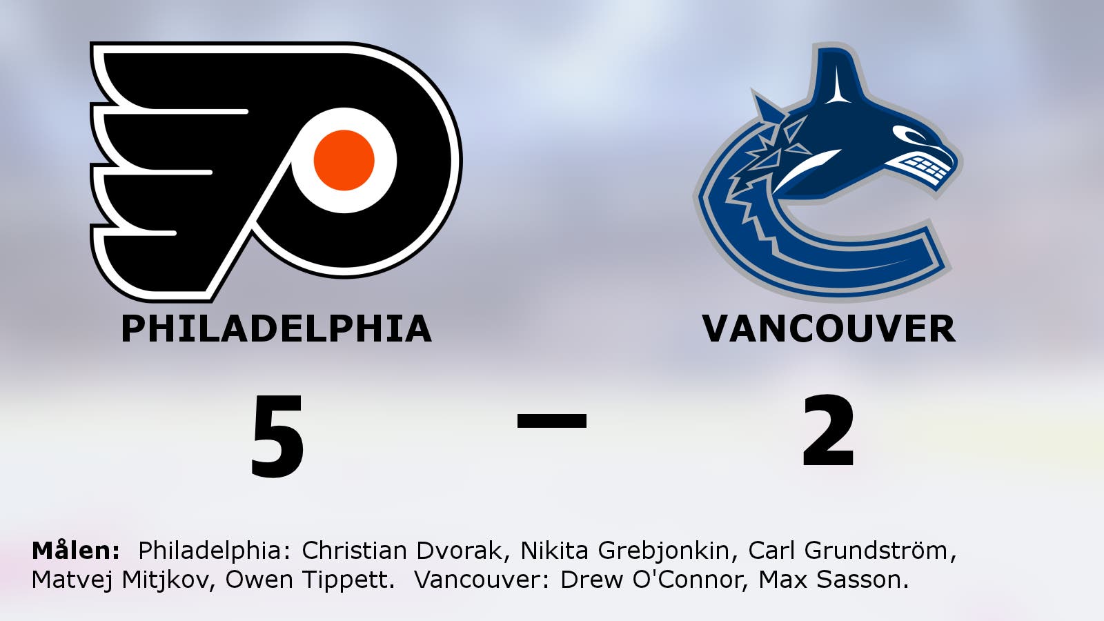 Philadelphia segrade mot Vancouver i NHL