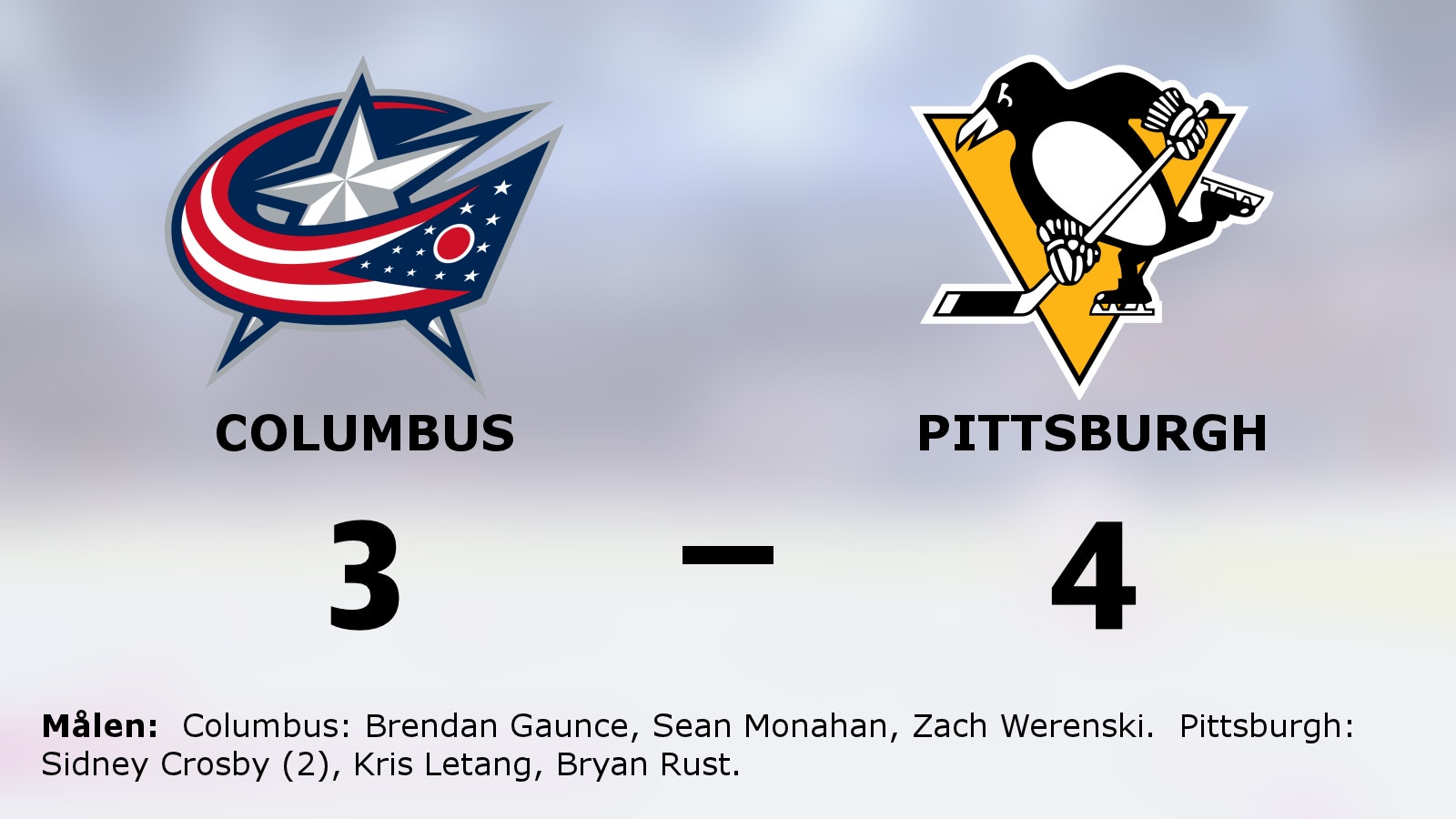 Pittsburgh tog förlängningsseger mot Columbus
