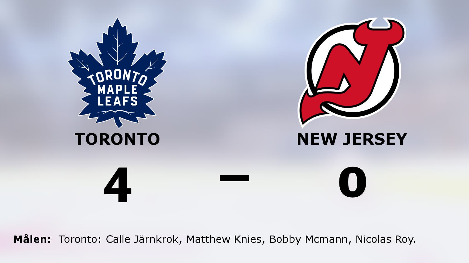 Toronto nollade New Jersey – vann med 4–0