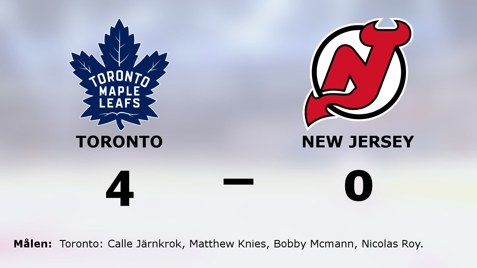Toronto nollade New Jersey – vann med 4–0