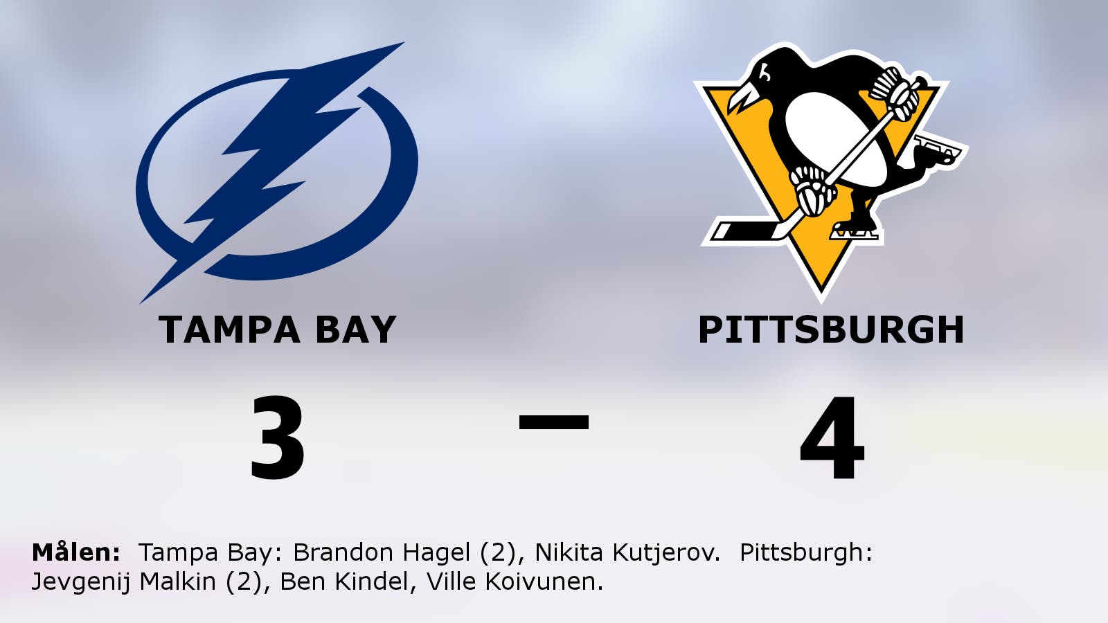 Pittsburgh slog Tampa Bay i måljämn match i Amalie Arena