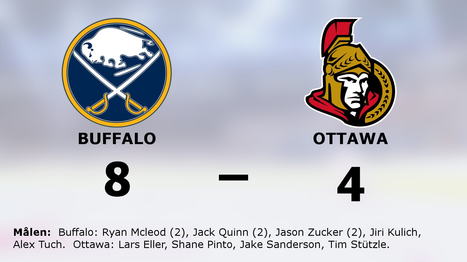 Seger med 8–4 för Buffalo mot Ottawa