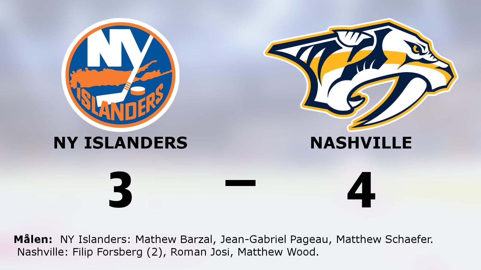 Nashville avgjorde tät match mot NY Islanders i tredje perioden