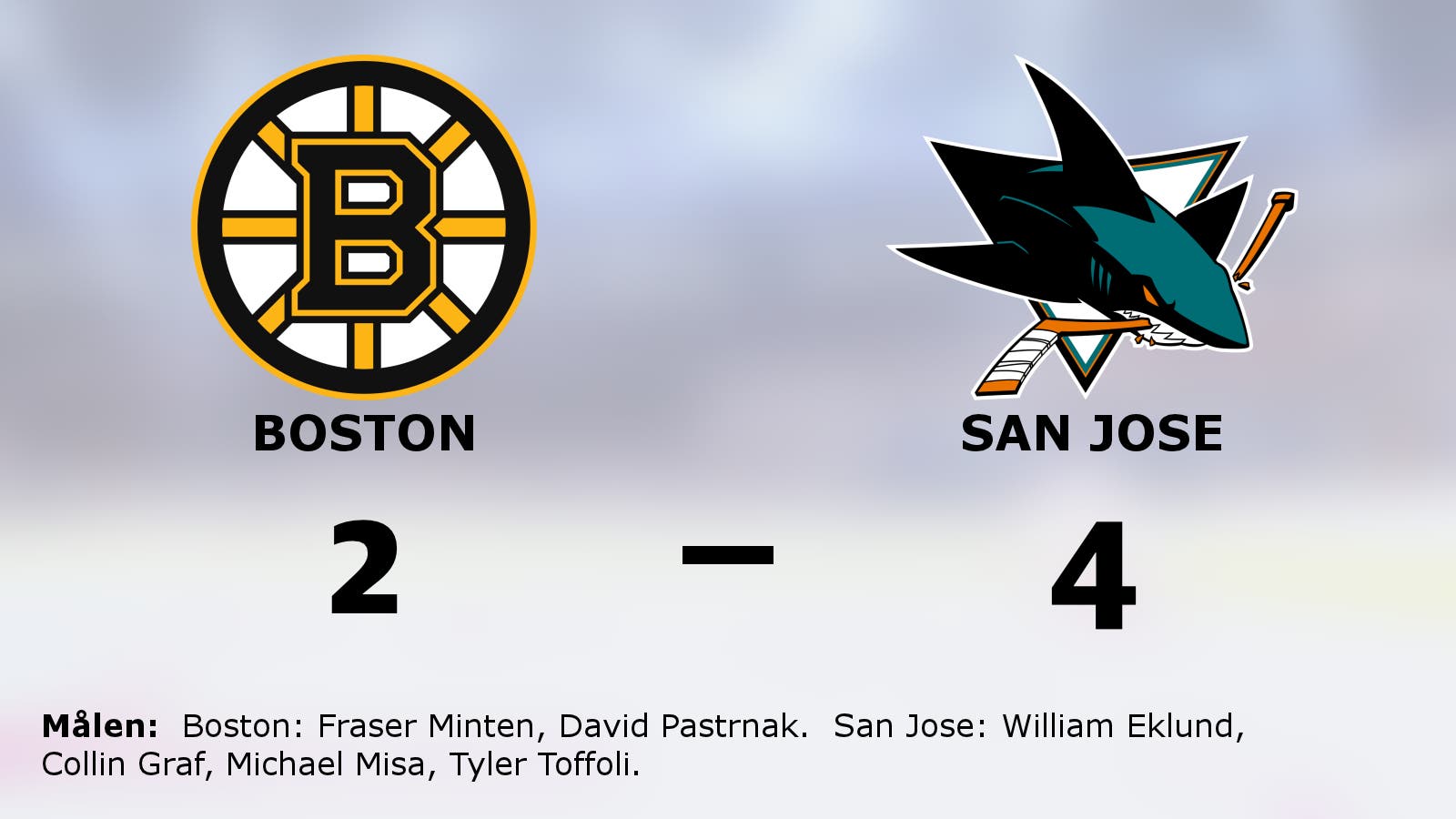 San Jose vann mot Boston i NHL