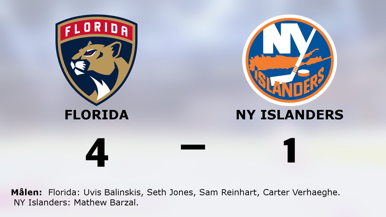 Florida segrade mot NY Islanders i NHL