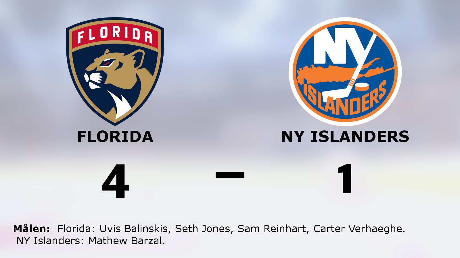 Florida segrade mot NY Islanders i NHL