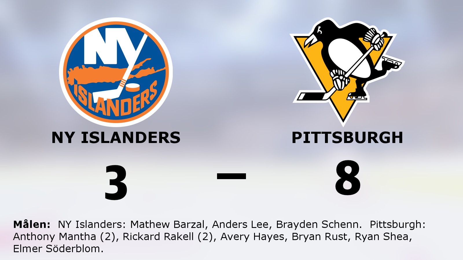 Pittsburgh gjorde tre mål i tredje perioden – vann stort mot NY Islanders