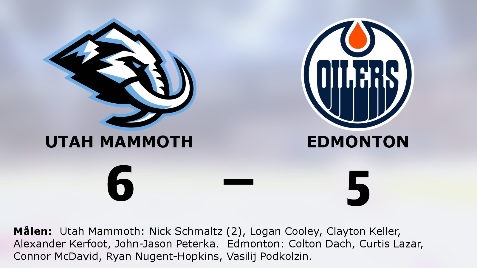 Utah Mammoth vann i förlängningen mot Edmonton