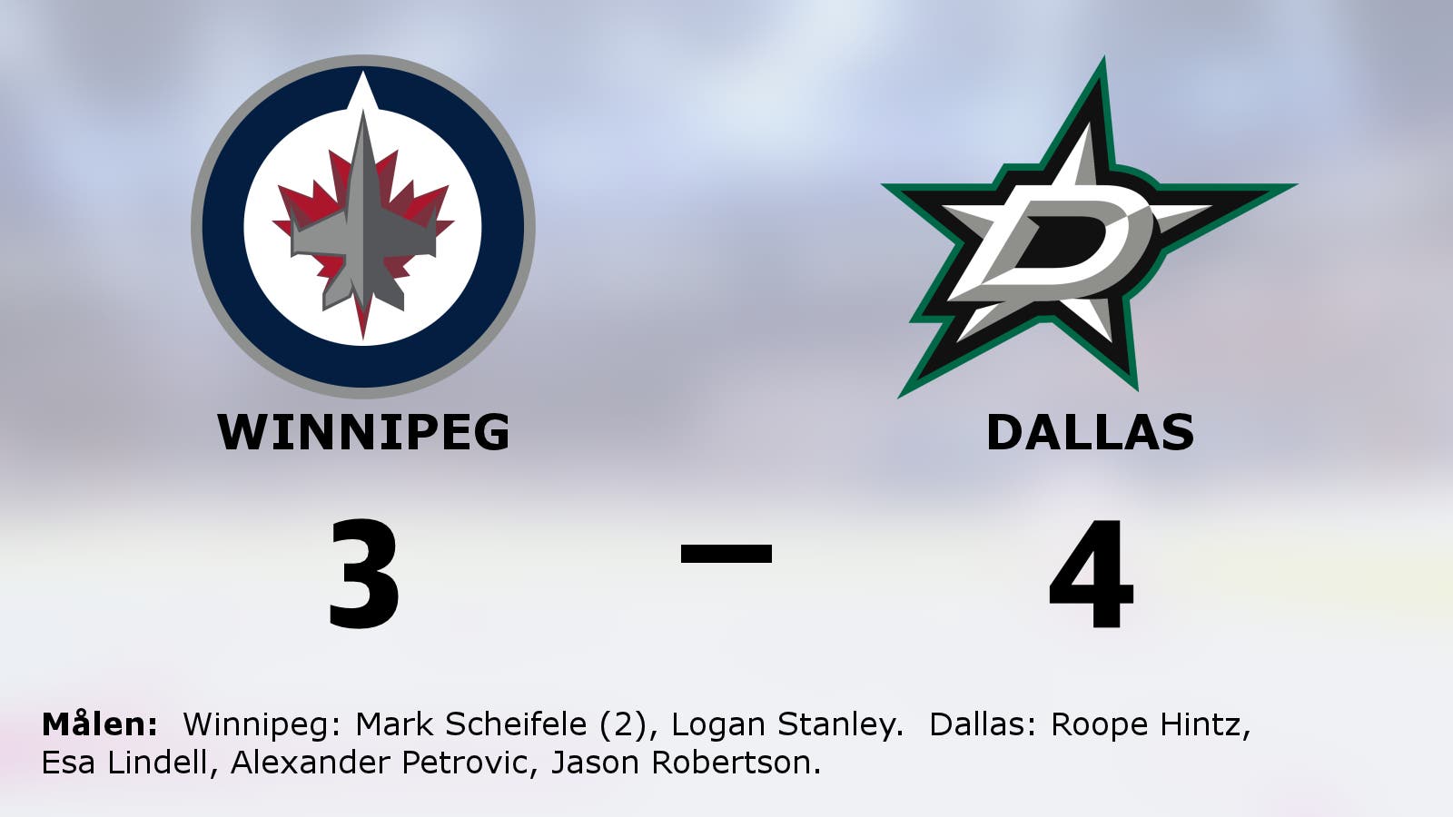 Bortasegern mot Winnipeg förlänger sviten för Dallas